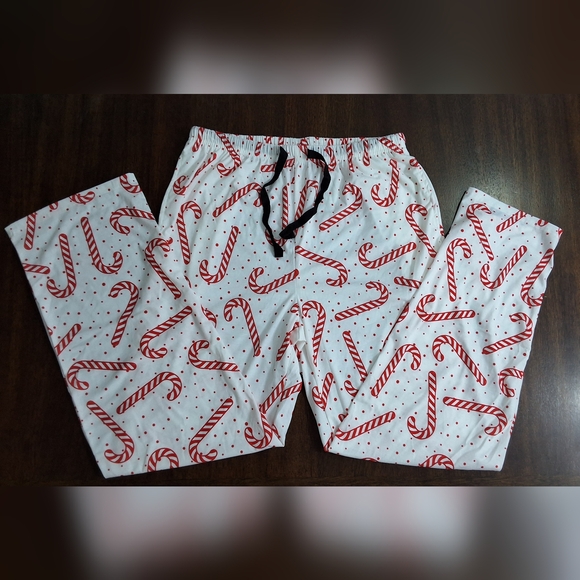 NEW Medium Women's Candy Cane Print Christmas Holiday Pajama Pants With Pockets - Picture 2 of 5